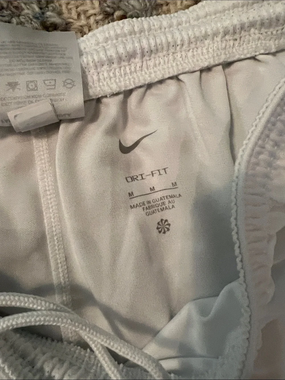 Nike White Performance Shorts with Black Swoosh